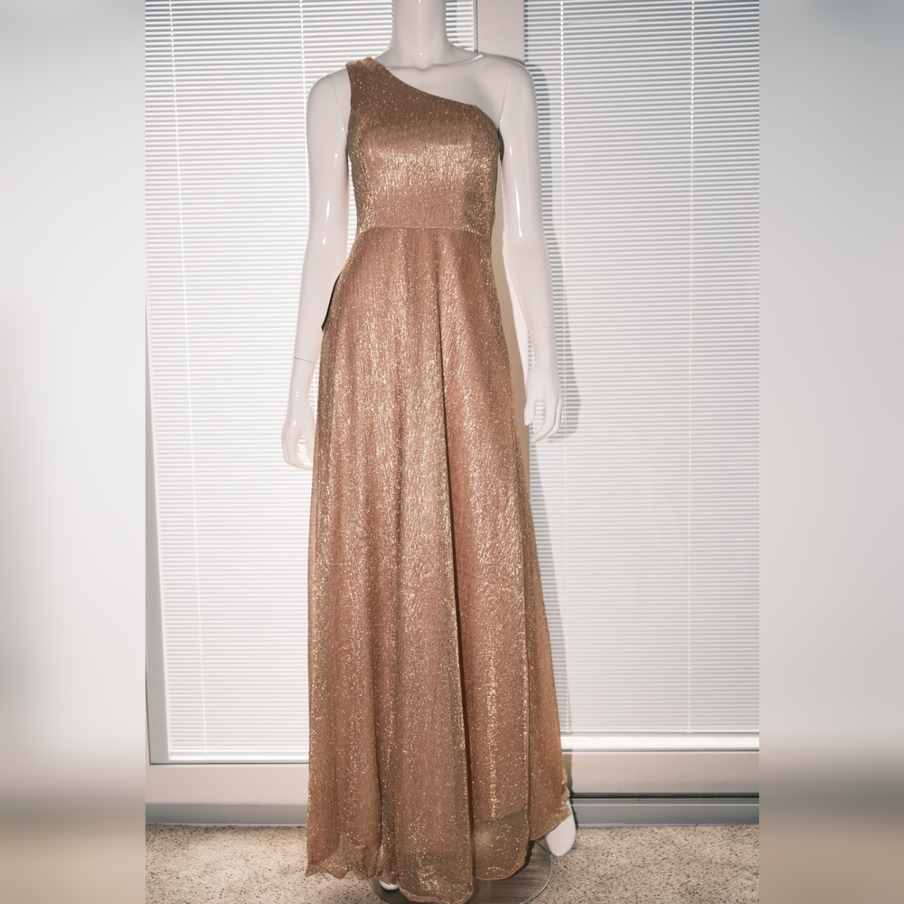 BHLDN Midas One Shoulder Rose Gold gown size 4